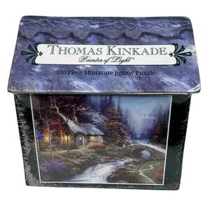 5 for $25| Thomas Kinkade Painter Light Twilight Cottage 100 Piece Mini Puzzle